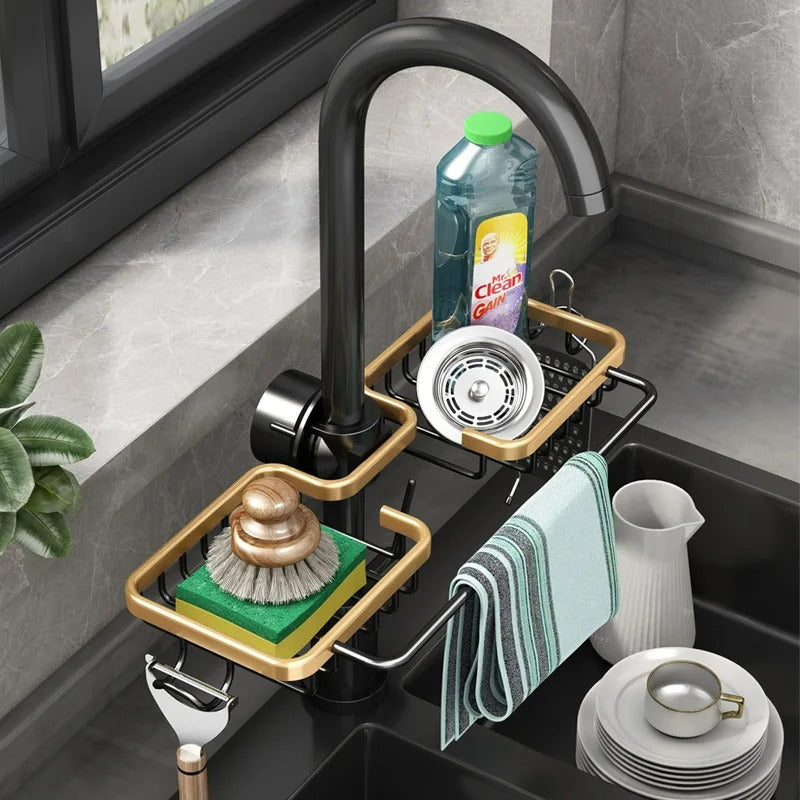 Kitchen Sink Caddy Organizer - Space-Saving Sponge Holder with Drip Tray 2