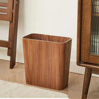 Wooden trash can in a room with wooden furniture