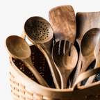 Kitchen Utensil Set Wood 5 Piece Spatula Spoon Ladle Natural Finish 7