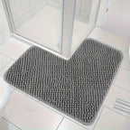 L-Shaped Non-Slip Bath Mat for Shower Corners – Soft Polyester Bathroom Rug for Safety and Comfort 0