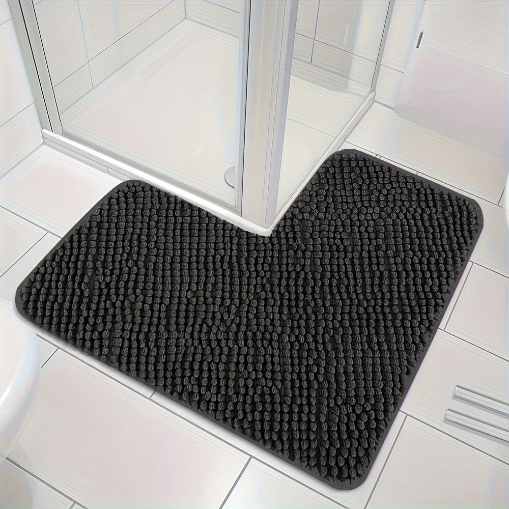 L-Shaped Non-Slip Bath Mat for Shower Corners – Soft Polyester Bathroom Rug for Safety and Comfort 2