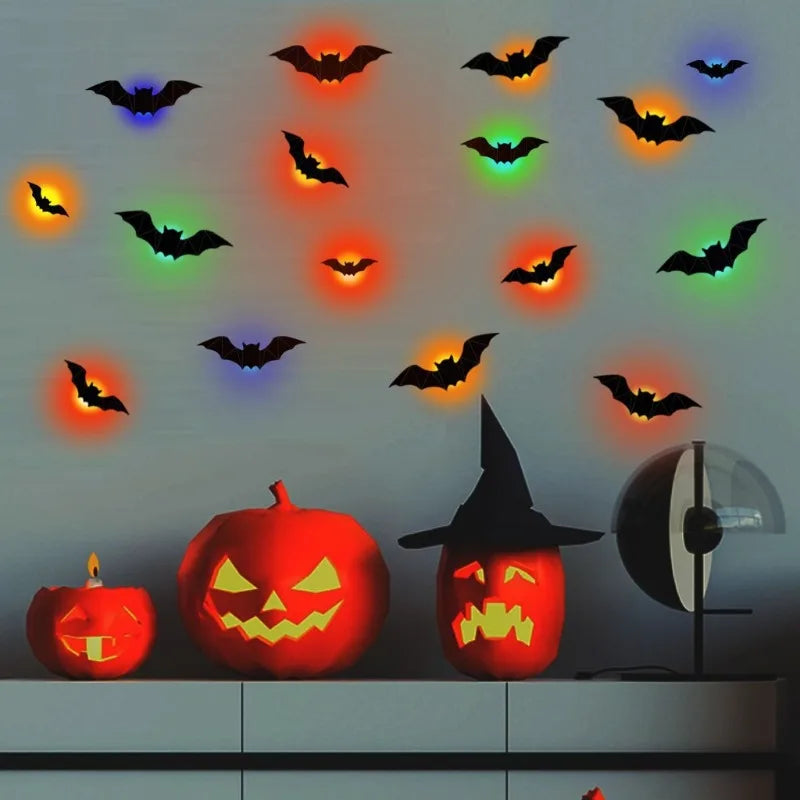 LED Bat Wall Lights - 16-Piece Set for Indoor & Outdoor Halloween Decorations 3