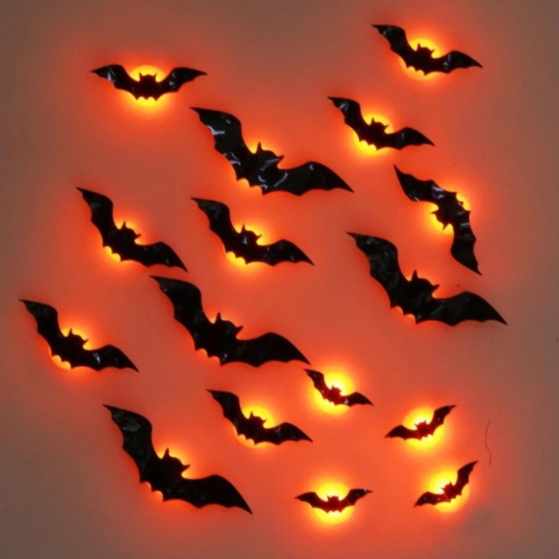 LED Bat Wall Lights - 16-Piece Set for Indoor & Outdoor Halloween Decorations 4
