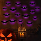 LED Bat Wall Lights - 16-Piece Set for Indoor & Outdoor Halloween Decorations 6