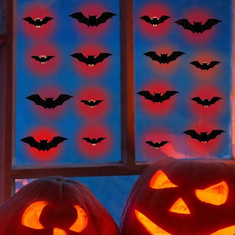 LED Bat Wall Lights - 16-Piece Set for Indoor & Outdoor Halloween Decorations 7