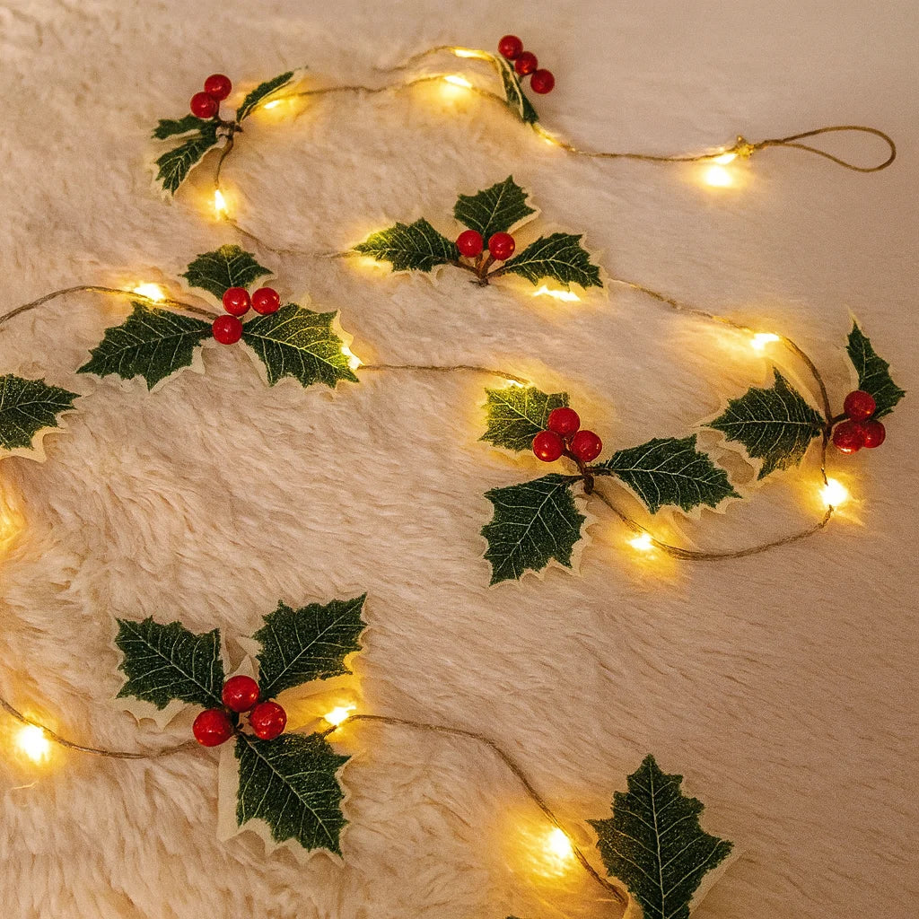 LED Christmas Bell & Pine Cone String Lights - Battery Operated Warm Glow 5