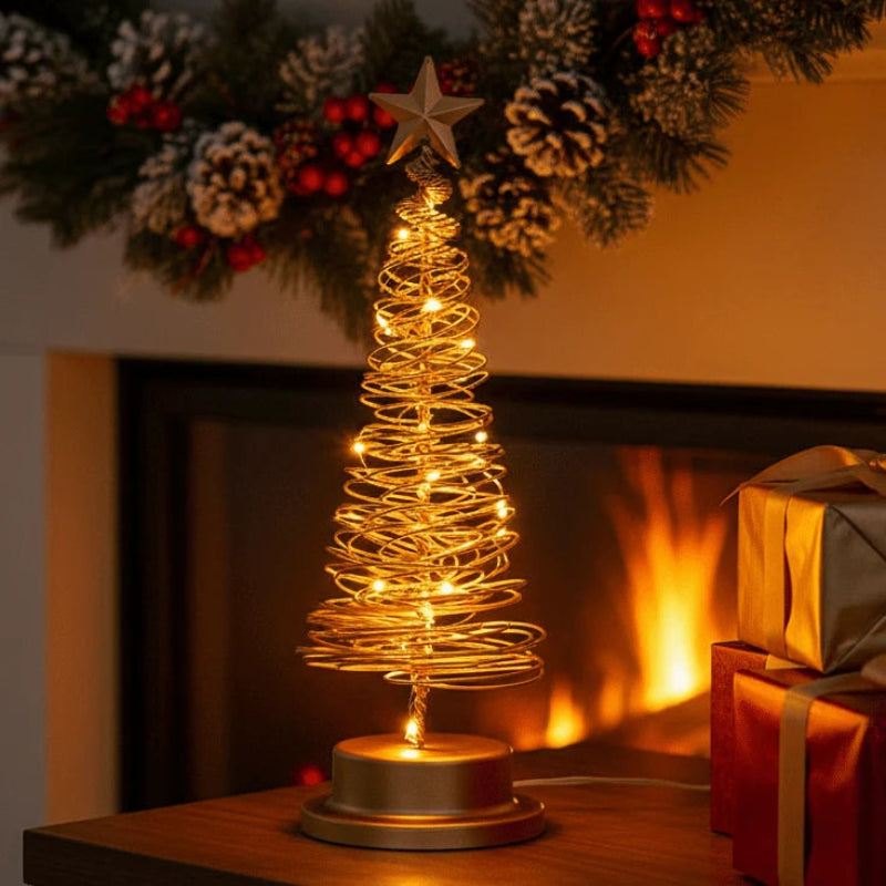 LED Christmas Tree 33 cm – Spiral Design with Warm White Lights & Star 0