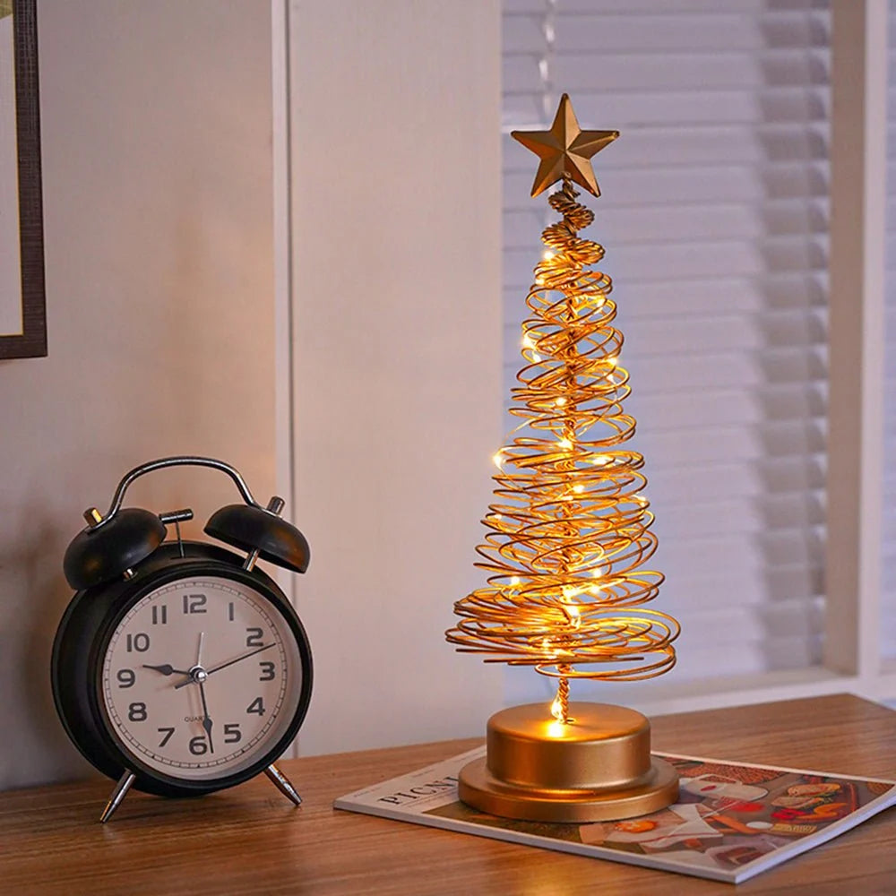 LED Christmas Tree 33 cm – Spiral Design with Warm White Lights & Star 1