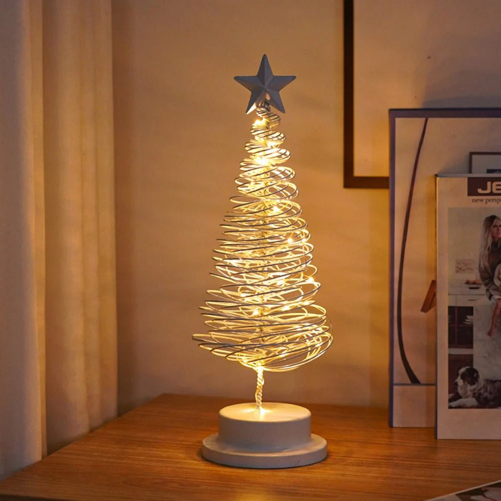 LED Christmas Tree 33 cm – Spiral Design with Warm White Lights & Star 3