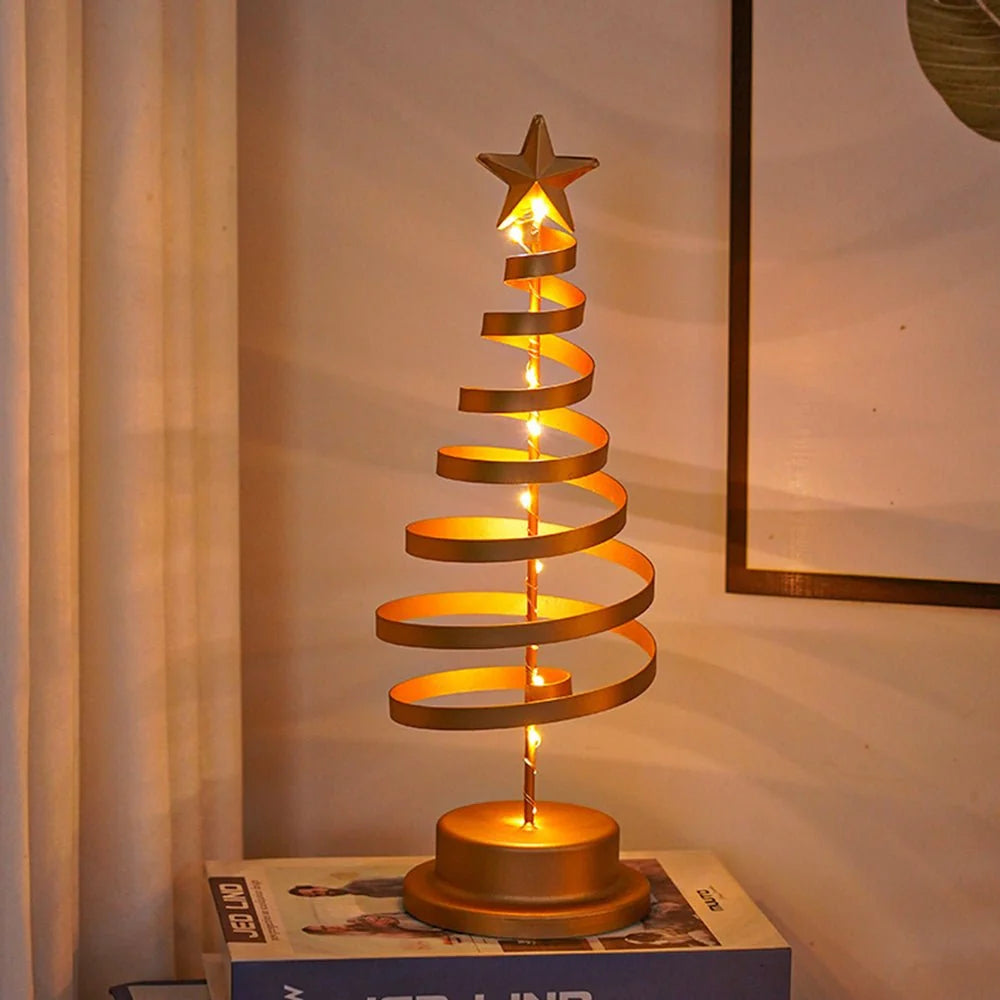 LED Christmas Tree 33 cm – Spiral Design with Warm White Lights & Star 5