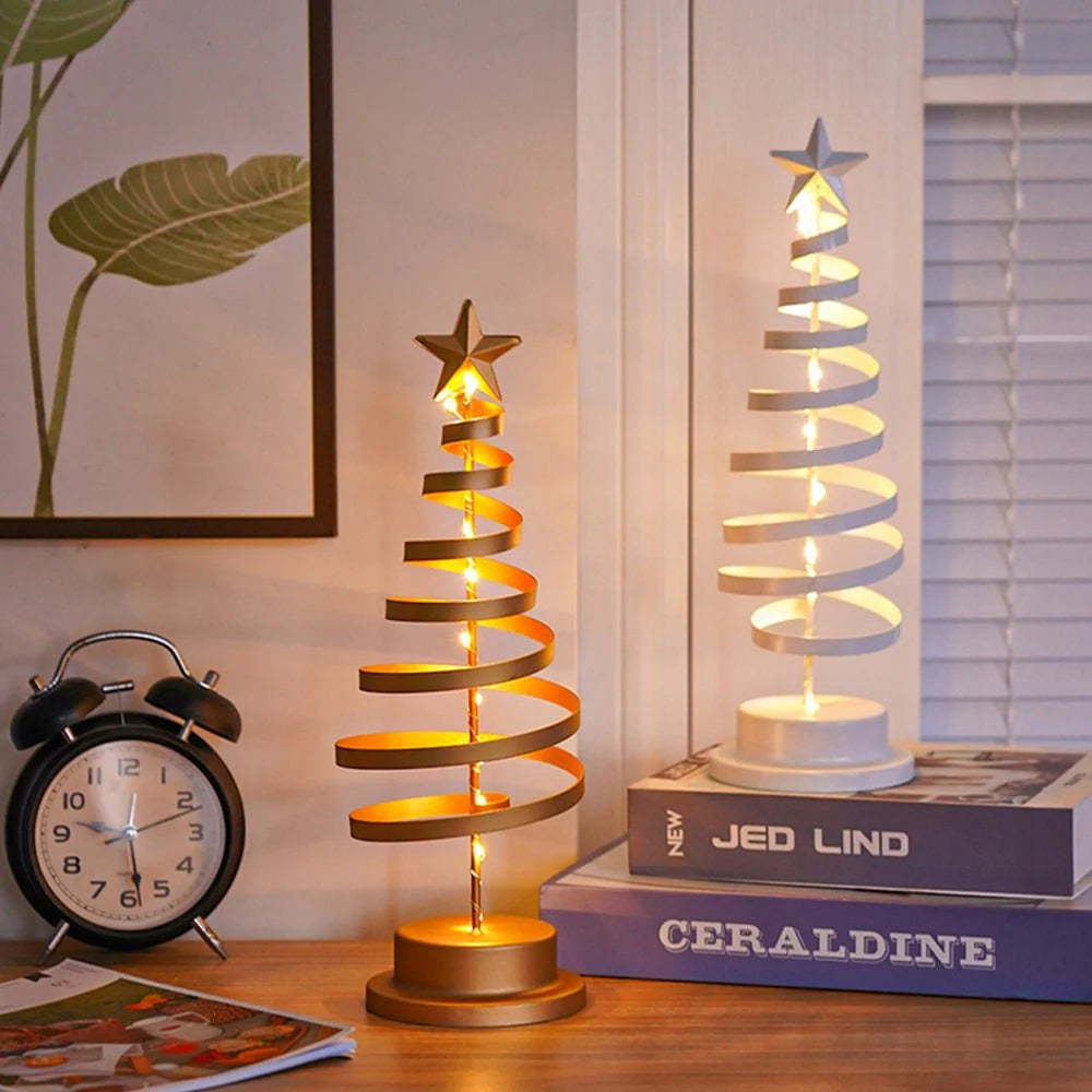 LED Christmas Tree 33 cm – Spiral Design with Warm White Lights & Star 7