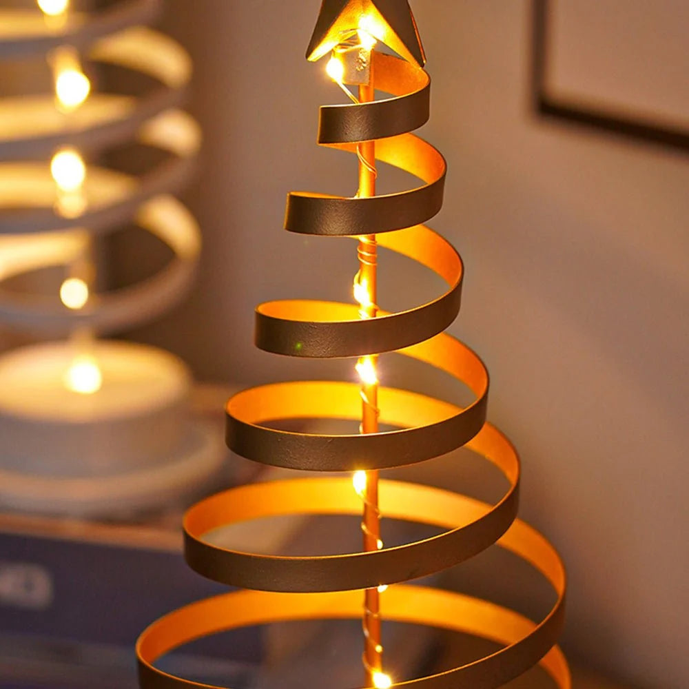 LED Christmas Tree 33 cm – Spiral Design with Warm White Lights & Star 8