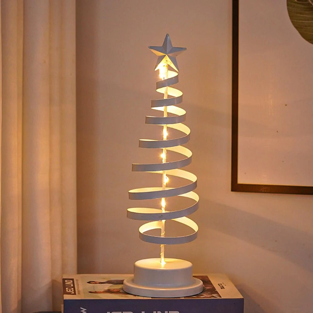LED Christmas Tree 33 cm – Spiral Design with Warm White Lights & Star 9