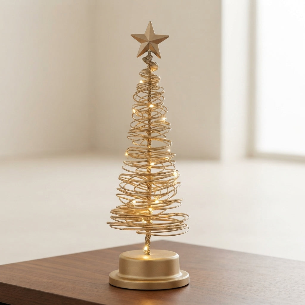 LED Christmas Tree 33cm Spiral Design Warm White Star 1