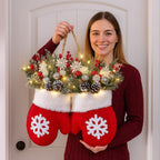LED Christmas Wreath - Warm Glow with Mitten Design & Berries 1