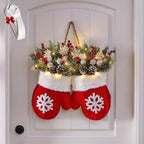 LED Christmas Wreath - Warm Glow with Mitten Design & Berries 6