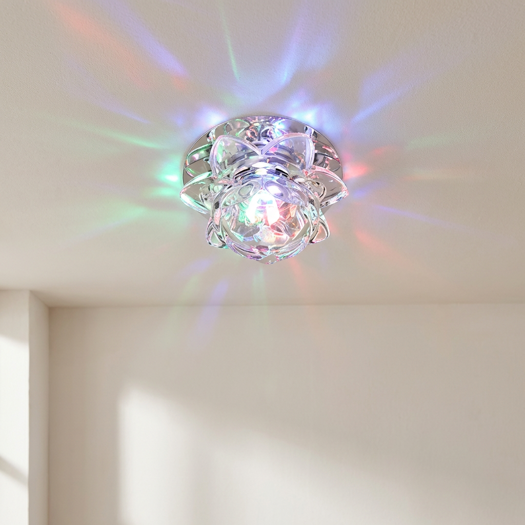 LED Crystal Flush Mount Ceiling Light, 220V Voltage, Crystal Iron Material 1