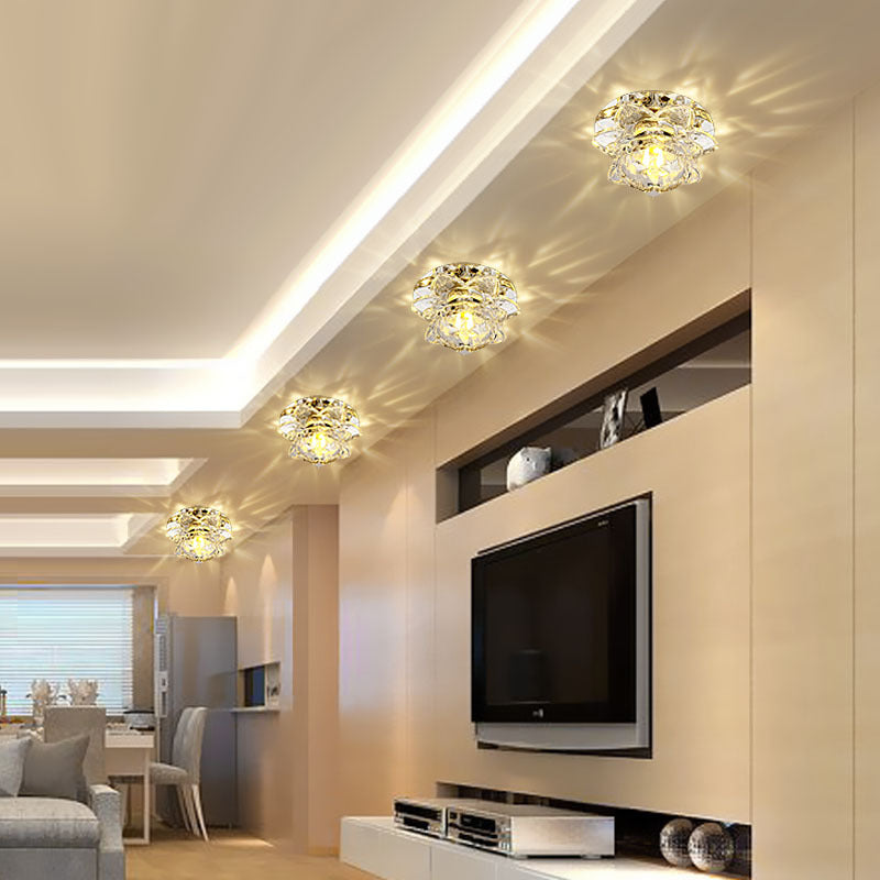 LED Crystal Flush Mount Ceiling Light, 220V Voltage, Crystal Iron Material 3