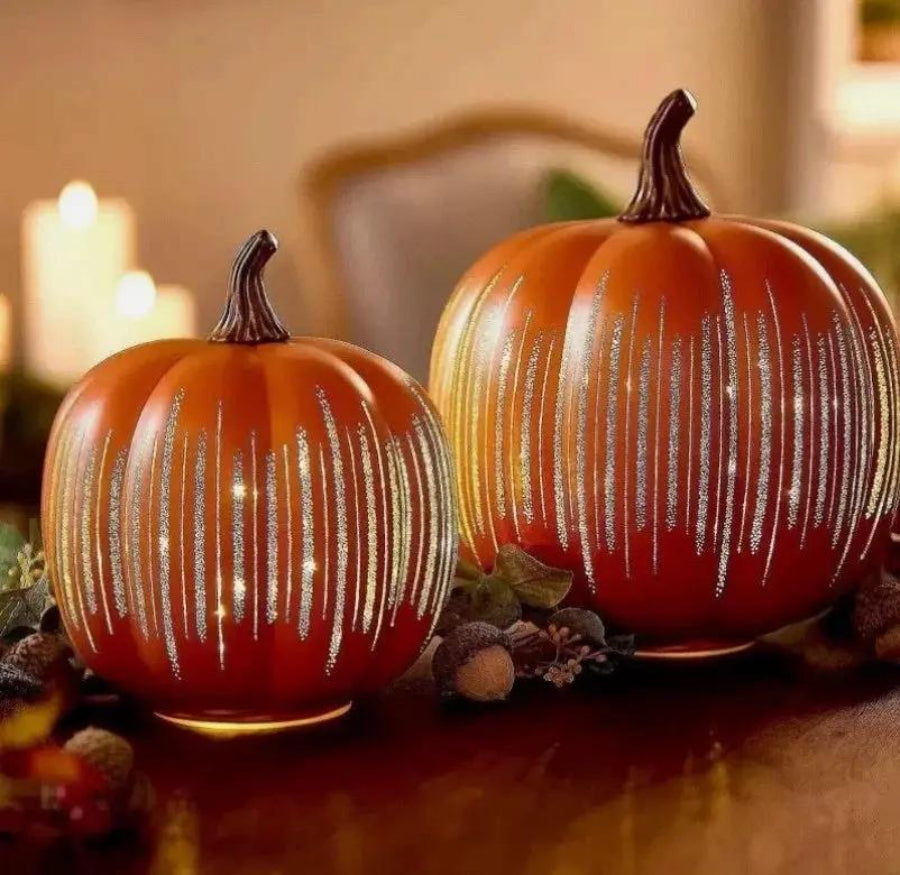 LED Decorative Pumpkin Lights with Timer – Textured Resin for Autumn and Halloween, Battery Operated, Cozy Glow 0
