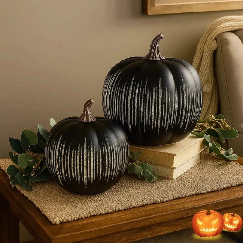 LED Decorative Pumpkin Lights with Timer – Textured Resin for Autumn and Halloween, Battery Operated, Cozy Glow 2