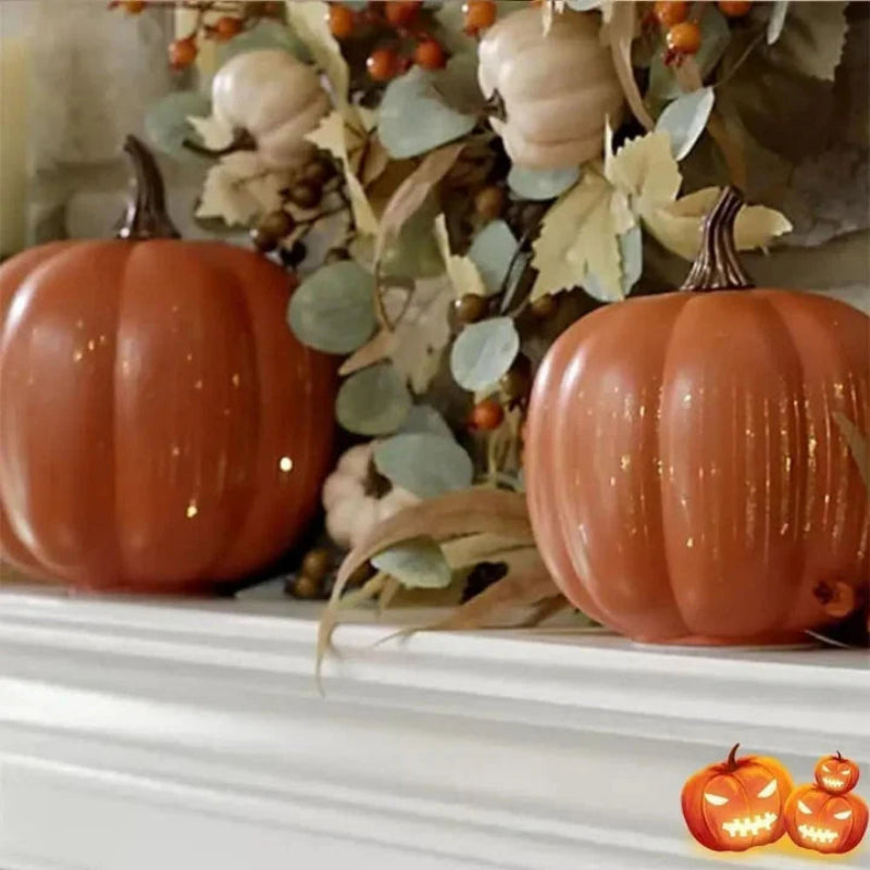 LED Decorative Pumpkin Lights with Timer – Textured Resin for Autumn and Halloween, Battery Operated, Cozy Glow 4