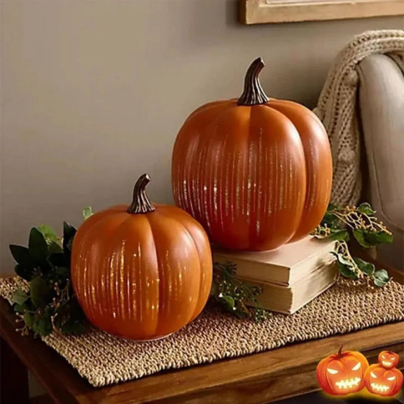 LED Decorative Pumpkin Lights with Timer – Textured Resin for Autumn and Halloween, Battery Operated, Cozy Glow 5