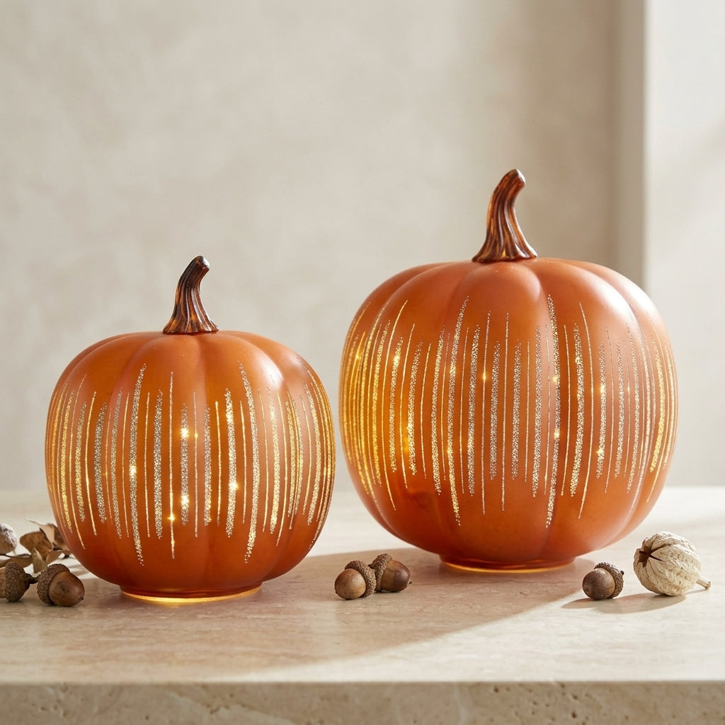 LED Decorative Pumpkin Resin Autumn Halloween 13-18cm 1