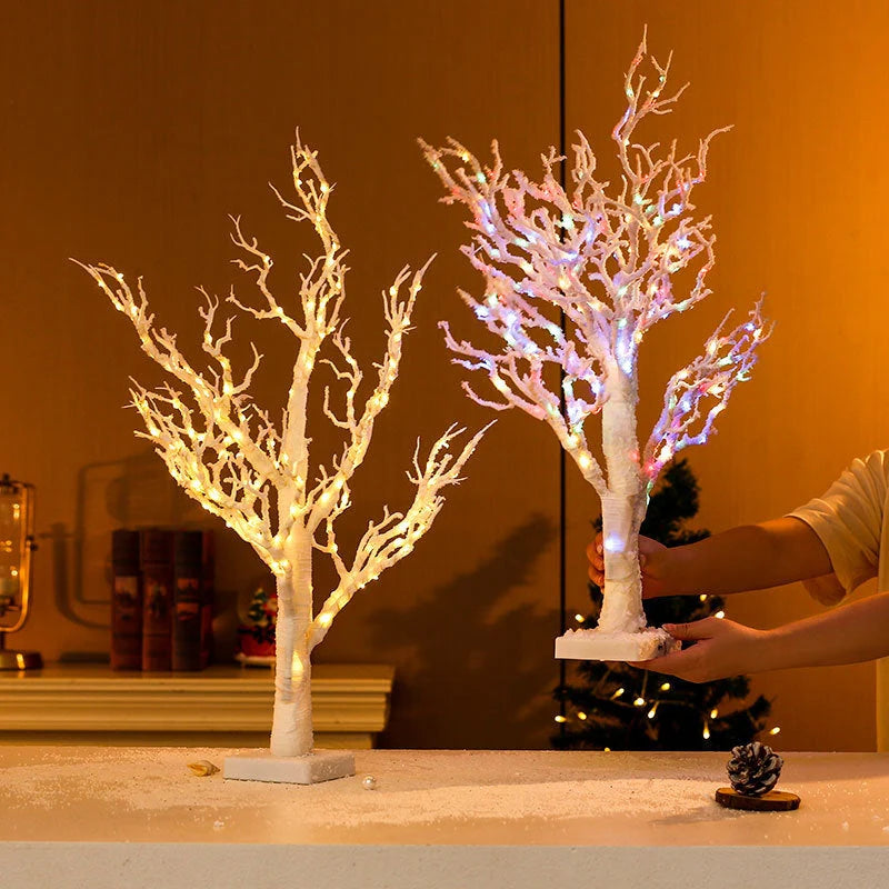 LED Decorative Tree with Illuminated Branches for Indoor Winter Decor – Battery Operated Freestanding Design 1