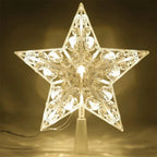 LED Glowing Star Tree Topper - 3D Design, Universal Fit, 15cm 3