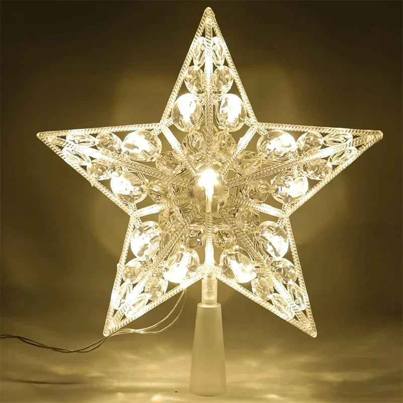 LED Glowing Star Tree Topper - 3D Design, Universal Fit, 15cm 3