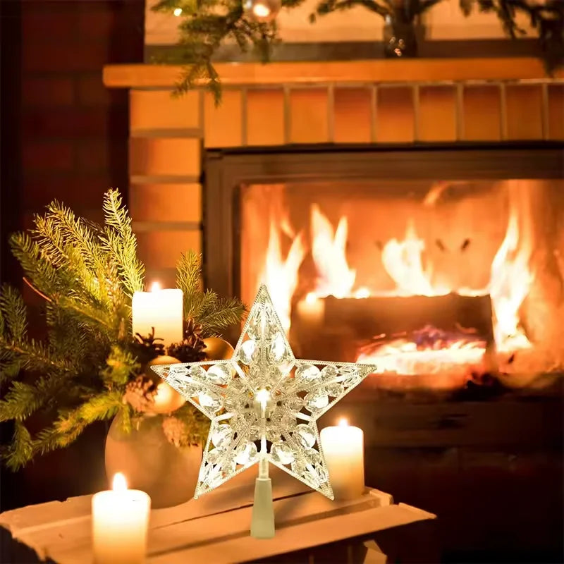 LED Glowing Star Tree Topper - 3D Design, Universal Fit, 15cm 5