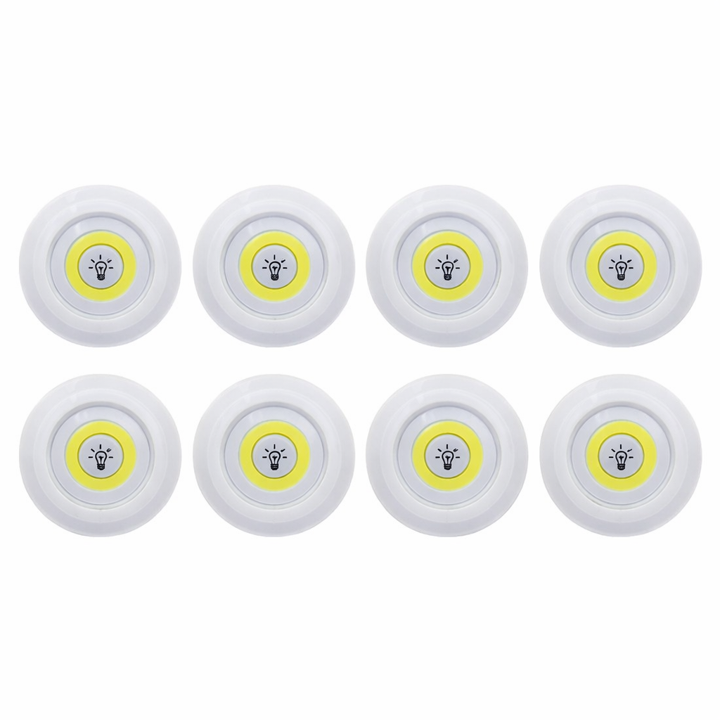 Set of eight white light bulb wall sockets on a white background