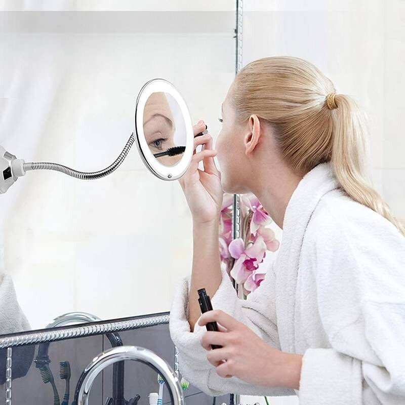 LED Makeup Mirror with 10x Magnification & Adjustable Lights 0