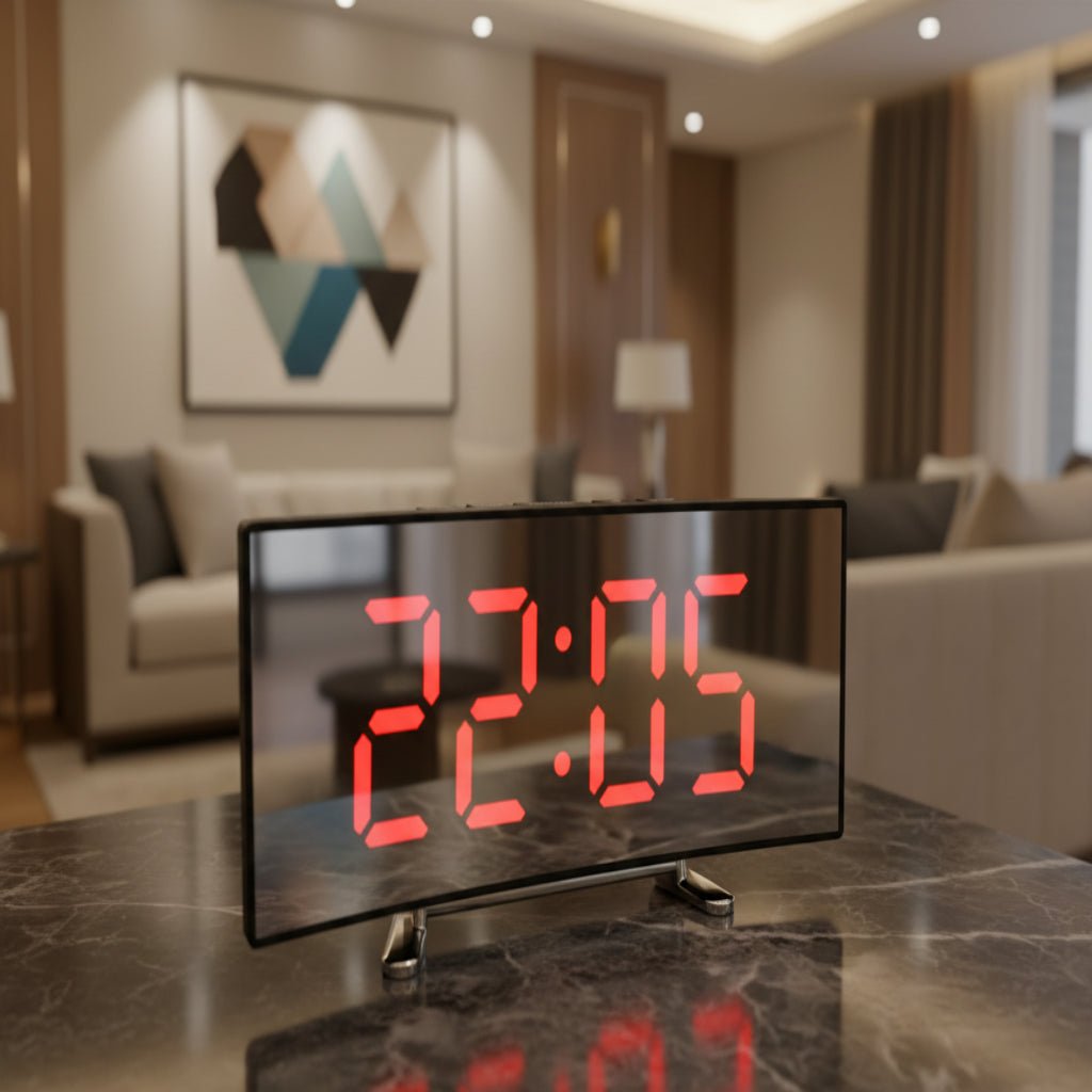 LED Mirror Alarm Clock - Silent Operation with Stylish Design 0