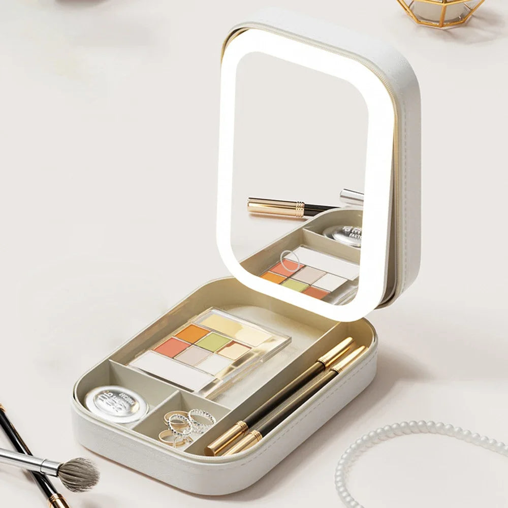 LED Mirror Makeup Case - Compact Design with Adjustable Lighting 1