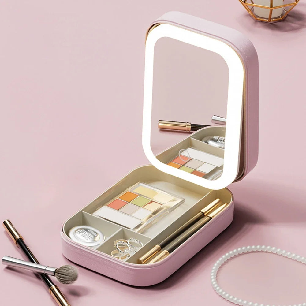 LED Mirror Makeup Case - Compact Design with Adjustable Lighting 7