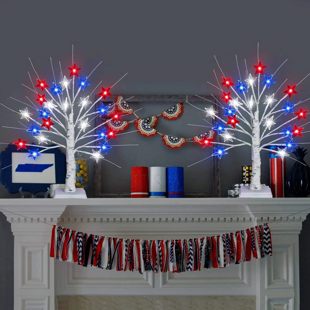 LED Patriotic Star Tree Lights Set - 2-Pack for Festive Home Decor 2
