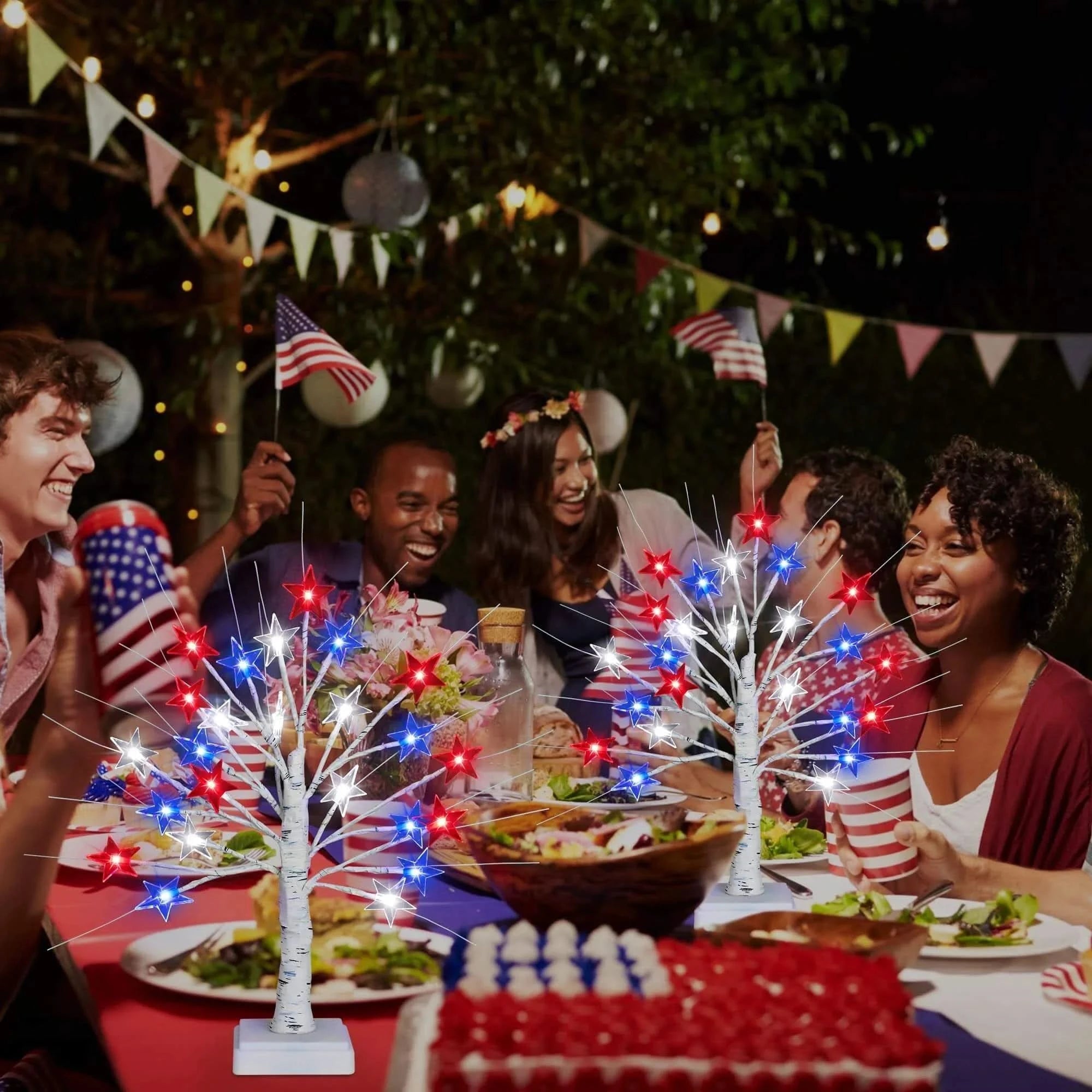 LED Patriotic Star Tree Lights Set - 2-Pack for Festive Home Decor 4