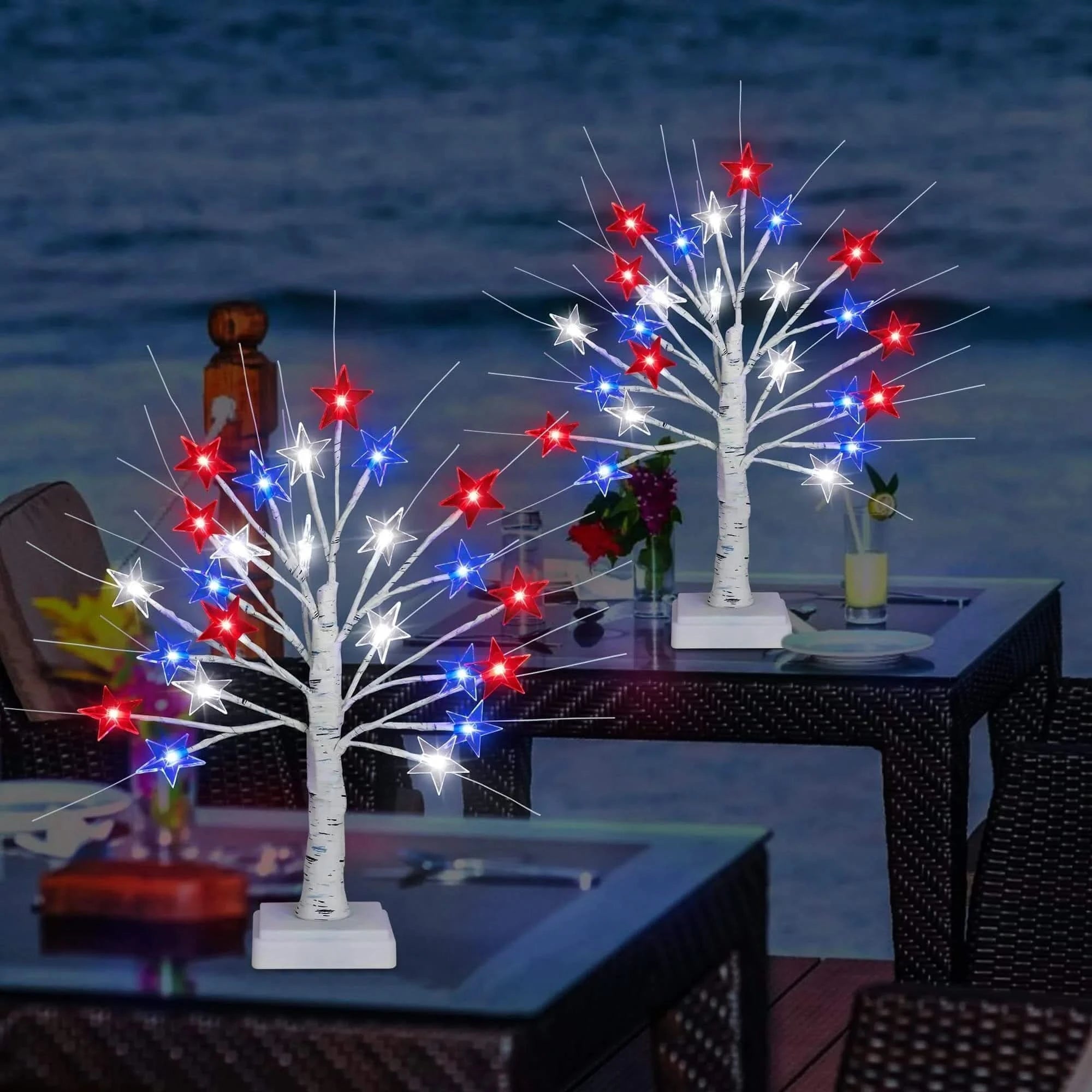 LED Patriotic Star Tree Lights Set - 2-Pack for Festive Home Decor 5