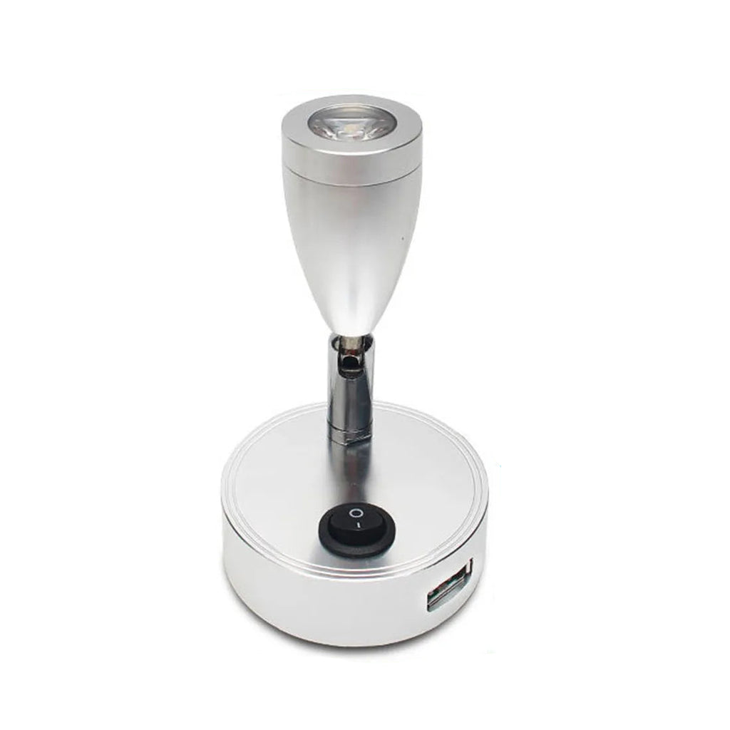 LED RV Reading Light - 12V/24V, USB Charging, Adjustable Gooseneck 7