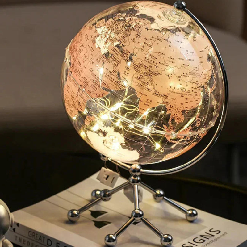 LED Rotating Globe Lamp - Warm Illuminated Acrylic Light Fixture 1