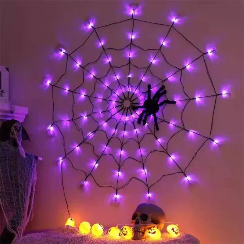 LED Spider Web Decor - Bright Purple Halloween Decorations for Indoor & Outdoor 2