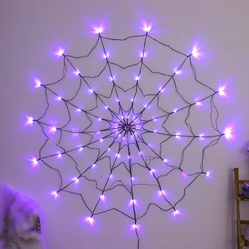 LED Spider Web Decor - Bright Purple Halloween Decorations for Indoor & Outdoor 6