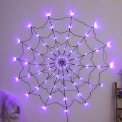 LED Spider Web Decor - Bright Purple Halloween Decorations for Indoor & Outdoor 6