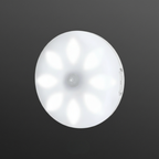 Round white object on a black background