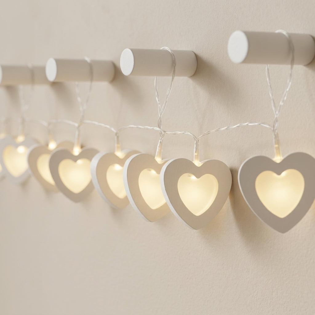 LED String Lights with Warm White Paper Stars, Hearts or Trees 1