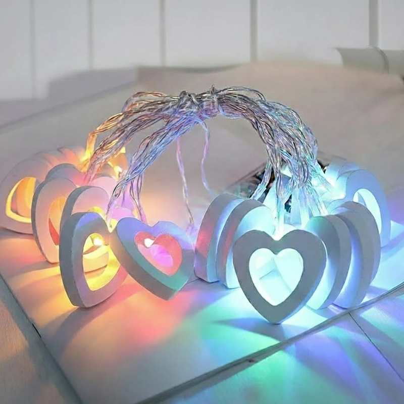 LED String Lights with Warm White Paper Stars, Hearts or Trees 3