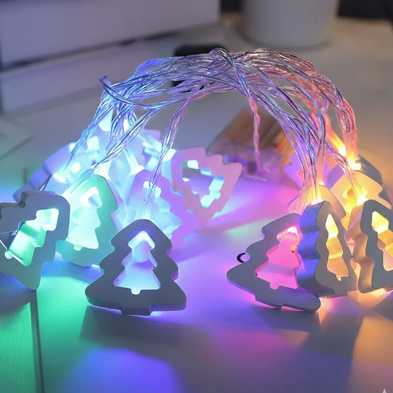 LED String Lights with Warm White Paper Stars, Hearts or Trees 5