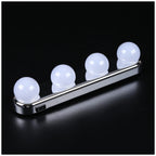 LED light bar with five spherical bulbs on a black background