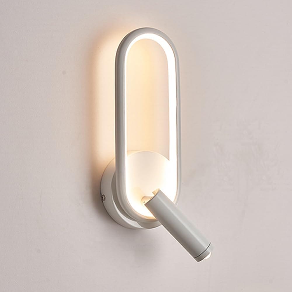 LED Wall Sconce Lighting with Adjustable Book Light for Bedroom and Hotel – Modern Design in Black and White 0